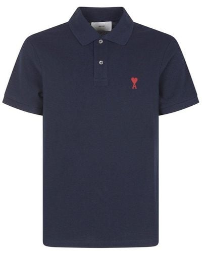 Ami Paris Polo Shirt With Logo - Blue