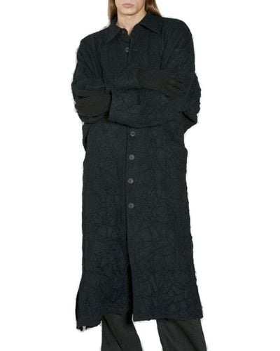 Yohji Yamamoto Wrinkled Single-breasted Coat - Black