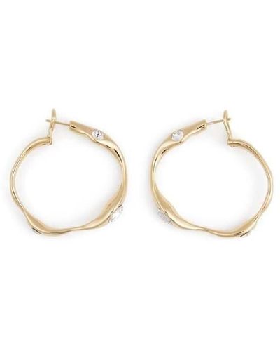 Ami Paris Crystal-embellished Hammered Hoop Earrings - Metallic