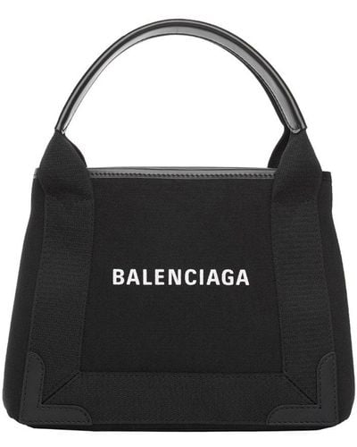 Balenciaga Xs Cabas Navy Cotton Bag - Black