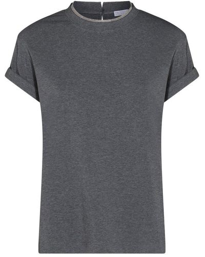 Brunello Cucinelli Round Neck Short-sleeved T-shirt - Grey