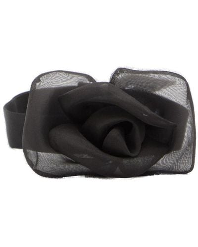 Dolce & Gabbana Satin Flower Choker - Black