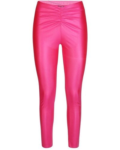 Versace Ruched Coated Skinny Leggings - Pink