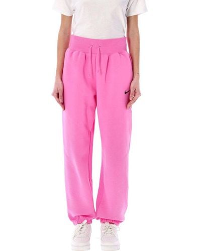 Nike Logo Embroidered Drawstring Trousers - Pink