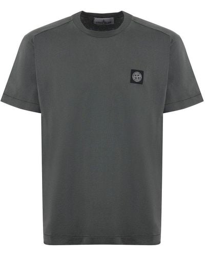 Stone Island Logo Patch Crewneck T-shirt - Gray