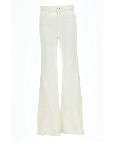 Chloé Frayed Edge Flared Jeans - Natural