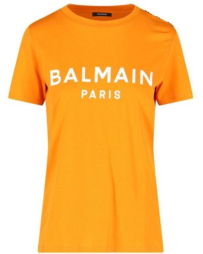 Balmain 3 Btn Ss Print T-shirt - Orange