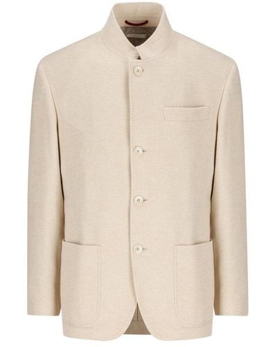 Brunello Cucinelli Long Sleeved Single Breasted Jacket - Natural