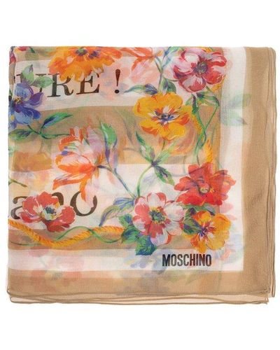 Moschino Floral Scarf, - Pink