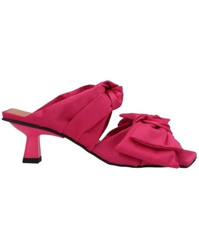 Ganni Bow Detailed Open Tote Mules - Pink