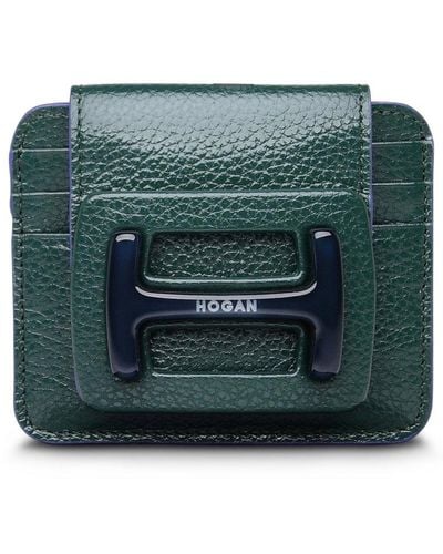 Hogan Plexi Card Holder In Green Leather