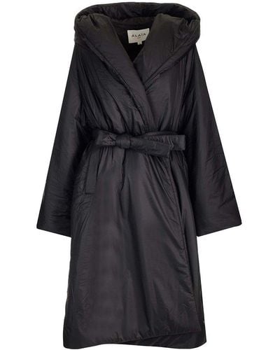 Alaïa Hooded Belted-waist Padded Travel Coat - Black