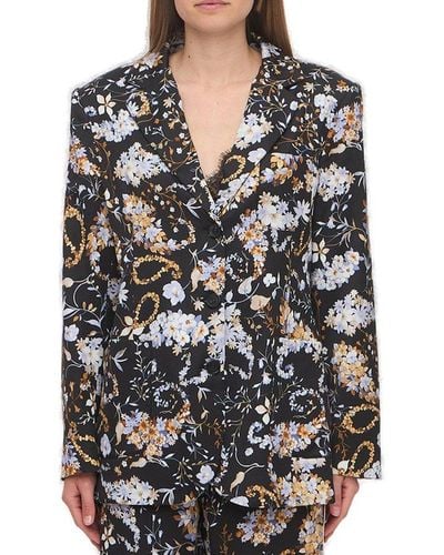 Ermanno Scervino Floral Printed Single-breasted Jacket - Black
