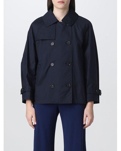 Max Mara The Cube Double Breasted Oversized Trench Coat - Blue