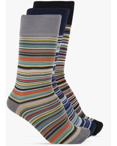 Paul Smith Striped Three-pack Socks - Blue