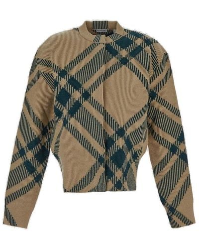 Burberry Check-pattern Knitted Cardigan - Green