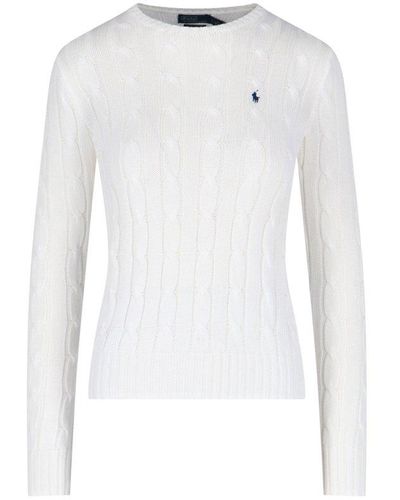 Polo Ralph Lauren Pony Embroidered Knitted Sweater - White