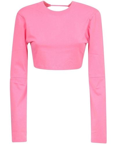 Jacquemus Open Back Cropped T-shirt - Pink