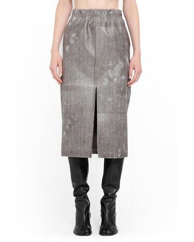 Maison Margiela High-waist Distressed Midi Skirt - Grey