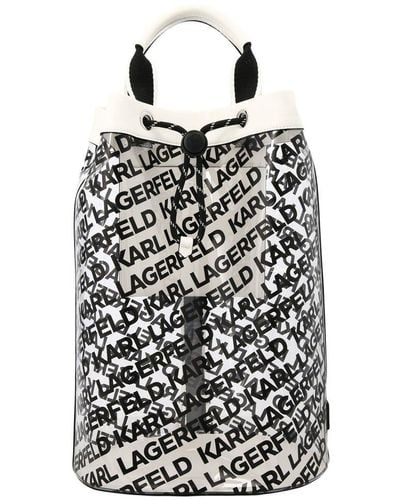 Karl Lagerfeld All-over Printed Bucket Bag - Black