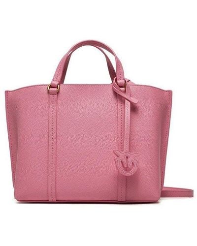Pinko Carrie Logo Charm Tote Bag - Pink