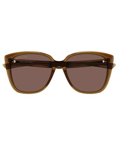 Balenciaga Squared Oversized Frame Sunglasses - Brown