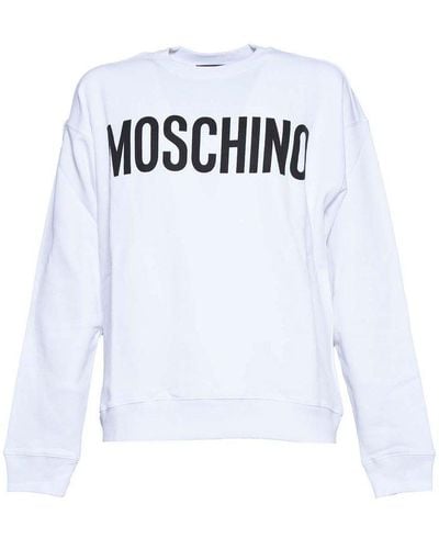 Moschino Logo Printed Crewneck Sweatshirt - White