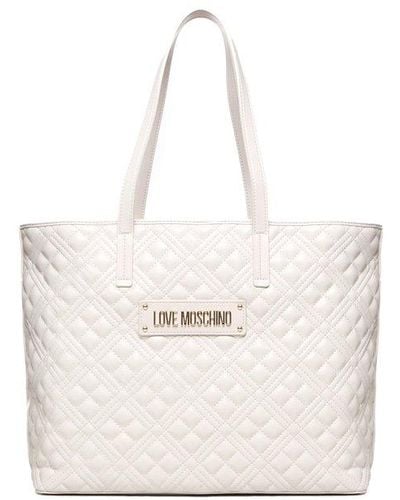 Love Moschino Lettering Logo Quilted Shopper Bag - White