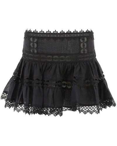 Charo Ruiz Greta Lace A-line Mini Skirt - Black