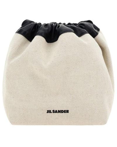 Jil Sander Dumpling Drawstring Bucket Bag - White
