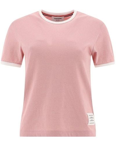 Thom Browne Logo Patch Crewneck T-shirt - Pink