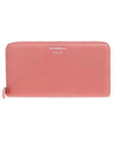 Emporio Armani Wallet With Logo, - Pink
