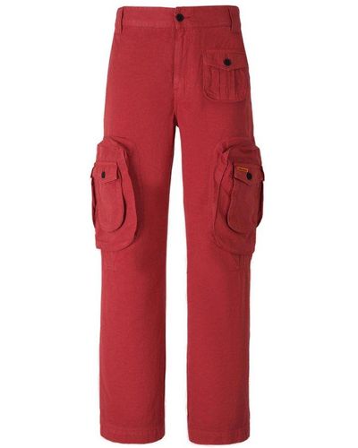 Heron Preston Logo Patch Cargo Trousers - Red