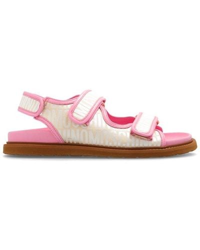 Moschino All-over Logo-printed Sandals - Pink