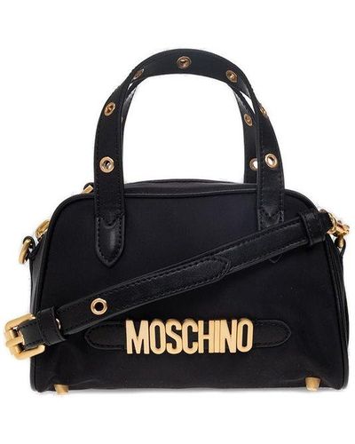 Moschino Logo Plaque Zipped Shoulder Bag - Blue