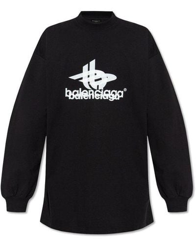 Balenciaga T-shirt With Long Sleeves, - Black