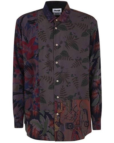 Magliano Graphic-printed Long-sleeved Buttoned Shirt - Blue