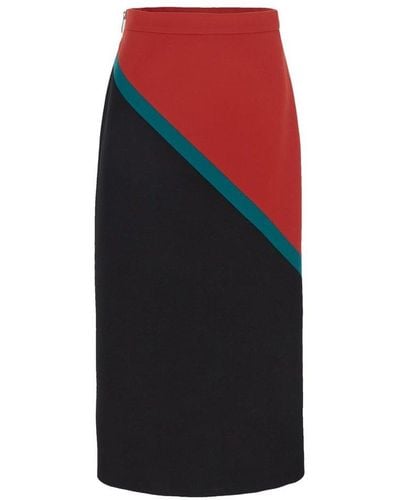 Gucci Color-block Wool Midi Skirt - Black