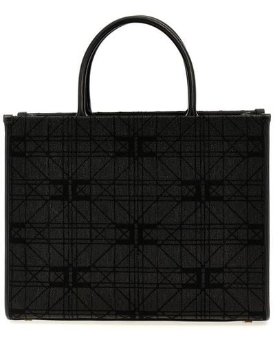 Elisabetta Franchi Logo Jacquard Shopping Bag Hand Bags - Black