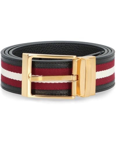 Bally Stripe Detailed Buckle Belt - Black
