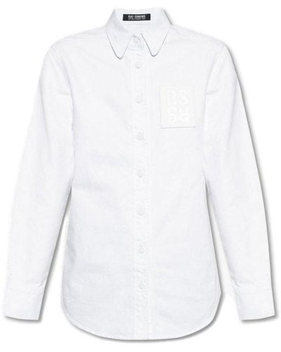 Raf Simons Logo Patch Buttoned Denim Shirt - White
