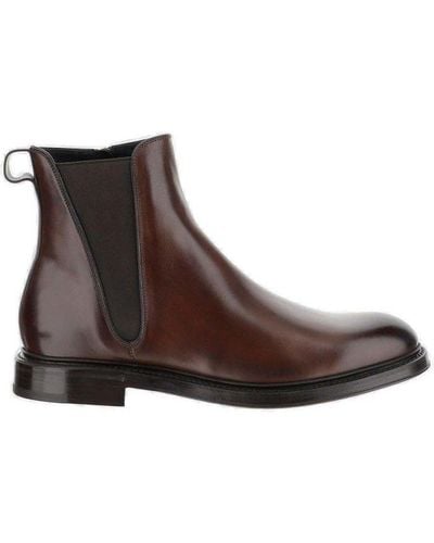 Dolce & Gabbana Leather Chelsea Formal Boots - Brown