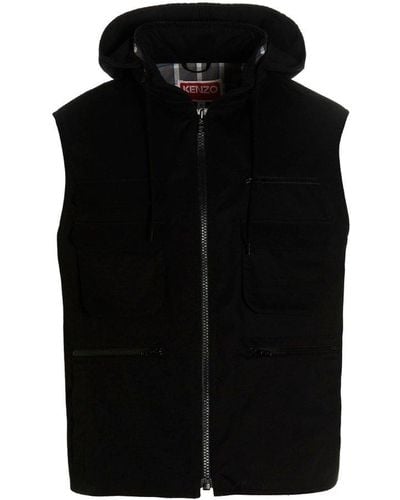 KENZO Maxi Pocket Hooded Vest - Black