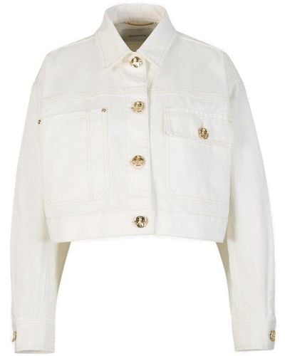 Zimmermann Buttoned Cropped Denim Jacket - White
