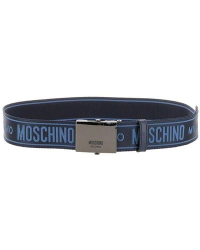 Moschino Cintura Con Logo Jacquard - Blue