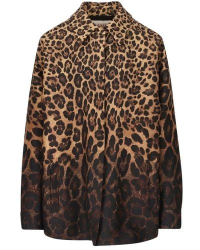 Valentino Animal Printed Buttoned Shirt - Brown
