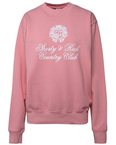 Sporty & Rich Logo Printed Long-sleeved Sweatshirt - Pink