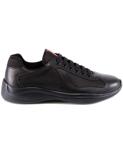 Prada America's Cup Patent Leather & Technical Fabric Sneakers - Black