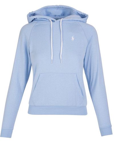 Polo Ralph Lauren Woman Hoodie In Light Blue Cotton With White Pony