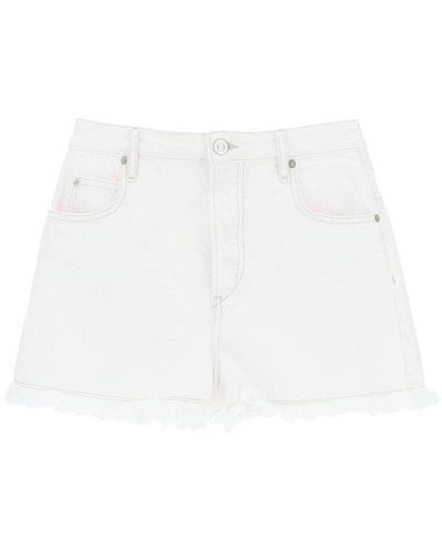 Isabel Marant Frayed Hem Denim Shorts - White